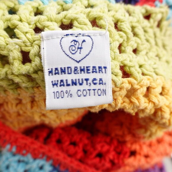 Rainbow Cropped Sweater Girls XL Cardigan Handmade Crochet Bold Open Boho Y2K - Picture 4 of 11